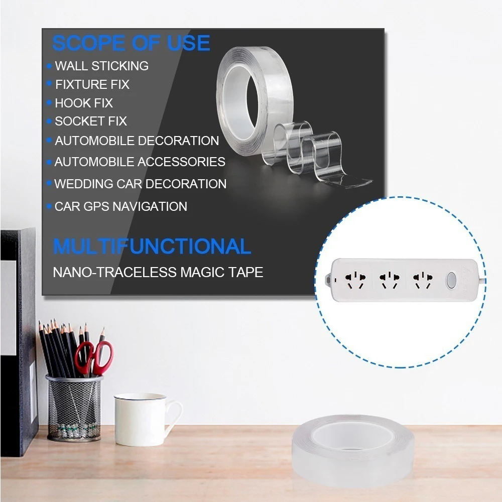 Transparent Nano Tape Waterproof Double Sided Tape No Trace Reusable Adhesive Strong Wall Stickers Home Tools gekko tape Gadgets
Transparent Nano Tape Waterproof Double Sided Tape No Trace Reusable Adhesive Strong Wall Stickers Home Tools gekko tape Gadgets
