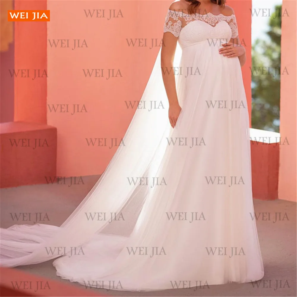 White Pregnant Wedding Gowns 2021 trouwjurk A Line Chiffon Appliqued Off the Shoulder Bride Dresses Custom Made abito da sposa
White Pregnant Wedding Gowns 2021 trouwjurk A Line Chiffon Appliqued Off the Shoulder Bride Dresses Custom Made abito da sposa