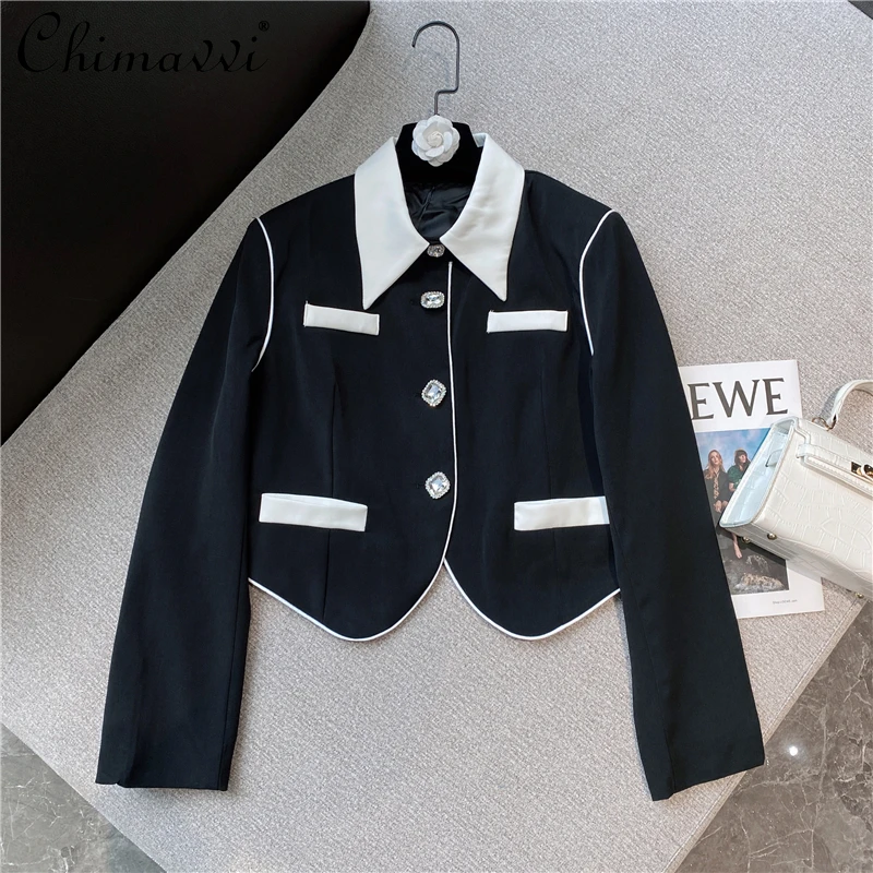 2021 Fall Women's Clothing French Retro Black White Contrast Satin Rhinestone Square Buckle Blazer Suit Long Sleeve Elegant Coat
2021 Fall Women's Clothing French Retro Black White Contrast Satin Rhinestone Square Buckle Blazer Suit Long Sleeve Elegant Coat