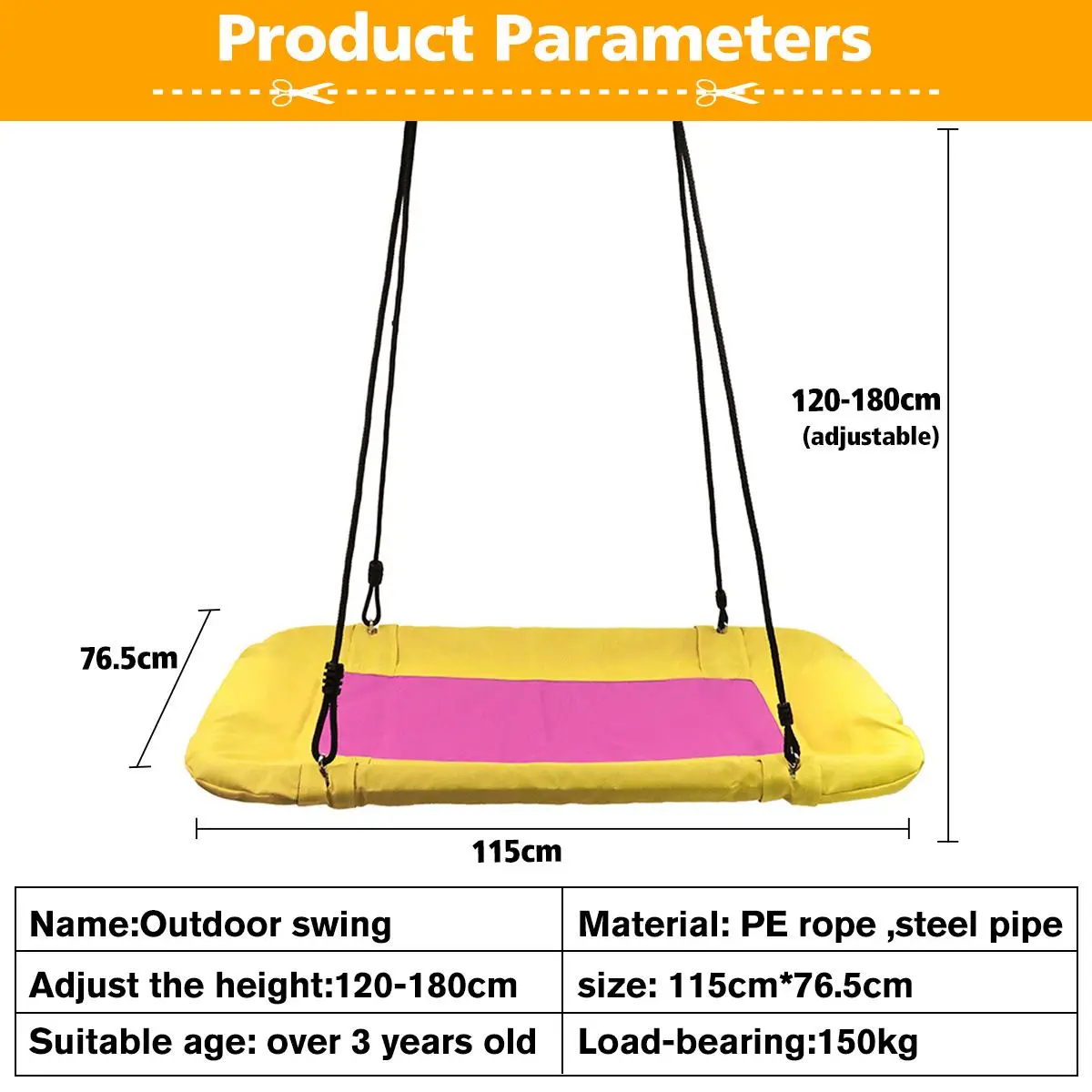 150kg Load Swings Hammock Hanging Chair Rocking Seat Children Cradle Garden Swing Kids Big Square Swing Indoor Outdoor Gear Toy
150kg Load Swings Hammock Hanging Chair Rocking Seat Children Cradle Garden Swing Kids Big Square Swing Indoor Outdoor Gear Toy