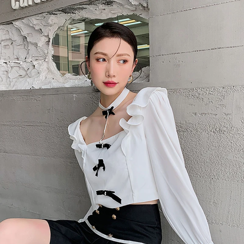 XIZIHUPAN Sweet Hollow Out Shirt For Women Halter Lantern Long Sleeve Patchwork Bowknot Slim Shirts Female Spring 2021 Stylish
XIZIHUPAN Sweet Hollow Out Shirt For Women Halter Lantern Long Sleeve Patchwork Bowknot Slim Shirts Female Spring 2021 Stylish
