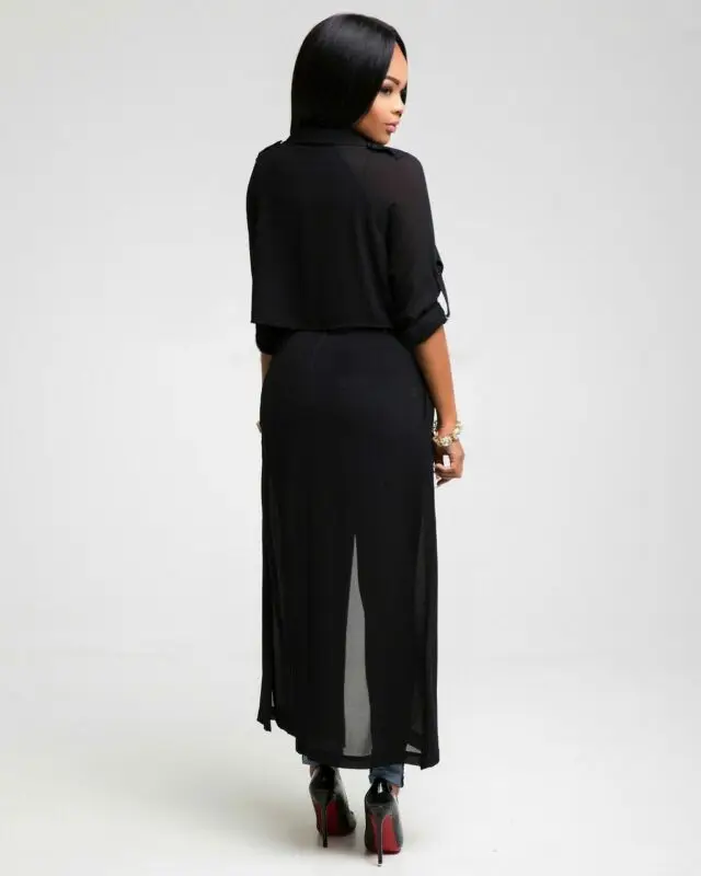 Women's Long Sleeve Casual Chiffon Cardigan Kimono Chiffon Jacket Top