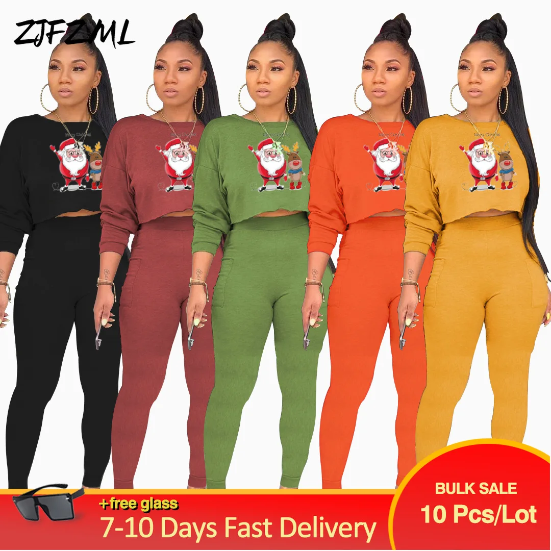 Wholesale Bulk Items Lots Active Wear Sporty 2 Piece Pant Suits Women Santa Claus Print Full Sleeve Tops+bodycon Stretchy Pants
Wholesale Bulk Items Lots Active Wear Sporty 2 Piece Pant Suits Women Santa Claus Print Full Sleeve Tops+bodycon Stretchy Pants