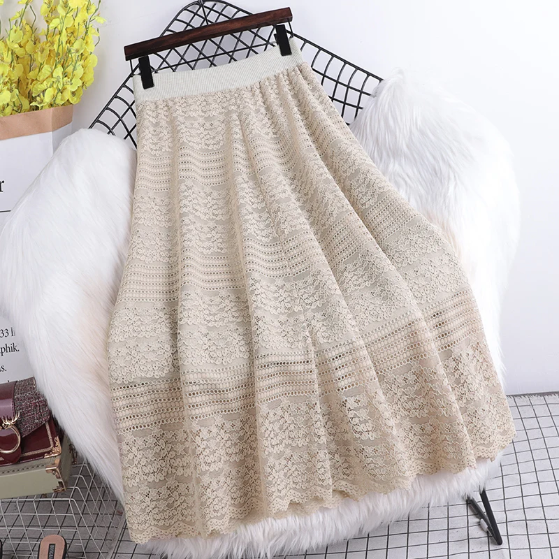Two Style Wear Lace Skirts Women Elastic Waist Long Midi Skirt Casual Vintage Hollow Out Flowers Crochet Party Skirt Elegant
Two Style Wear Lace Skirts Women Elastic Waist Long Midi Skirt Casual Vintage Hollow Out Flowers Crochet Party Skirt Elegant