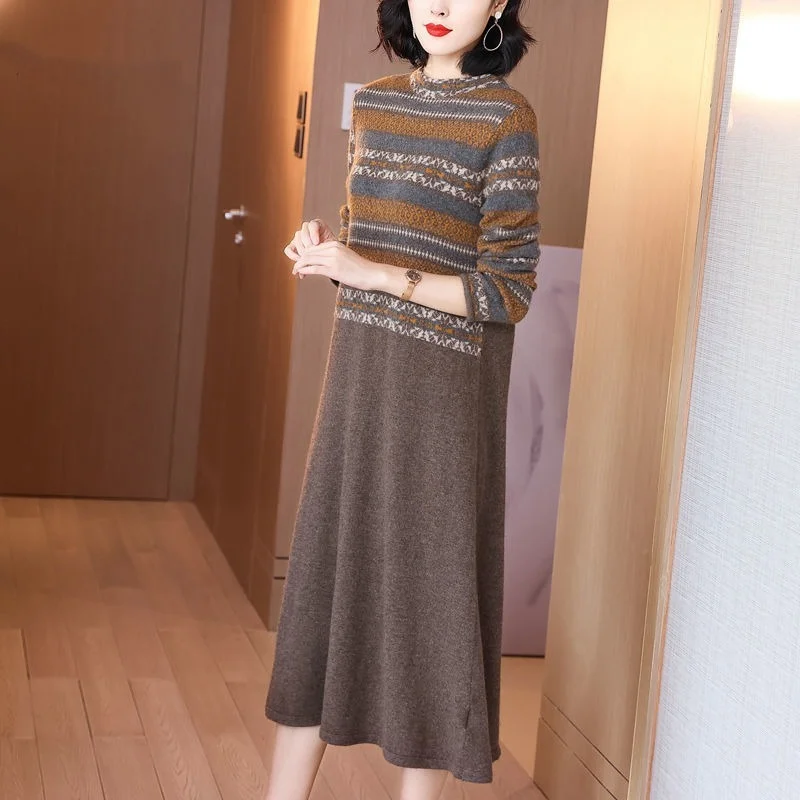 Autumn Winter Fashion Jacquard Casual Print Knit O-neck Warm Sweater Dress Plus Size 5XL Bodycon Elegant Long Dresses X274
Autumn Winter Fashion Jacquard Casual Print Knit O-neck Warm Sweater Dress Plus Size 5XL Bodycon Elegant Long Dresses X274