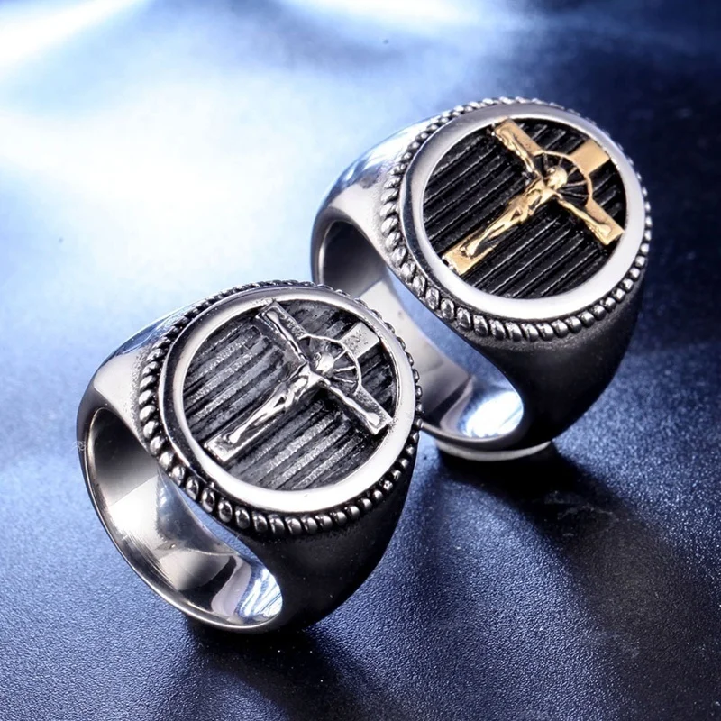 New Religious Christianity Jesus Cross Pattern Ring Men's Ring Fashion Trendy Metal Ring Accessories Party Jewelry
New Religious Christianity Jesus Cross Pattern Ring Men's Ring Fashion Trendy Metal Ring Accessories Party Jewelry