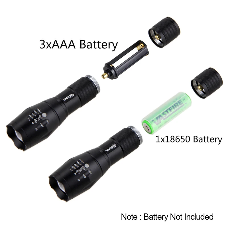 A100 Green LED Light Tactical Flashlight Zoomable Spot Flood Torch Hunting Lamp with Pressure Switch+18650 Battery | Освещение