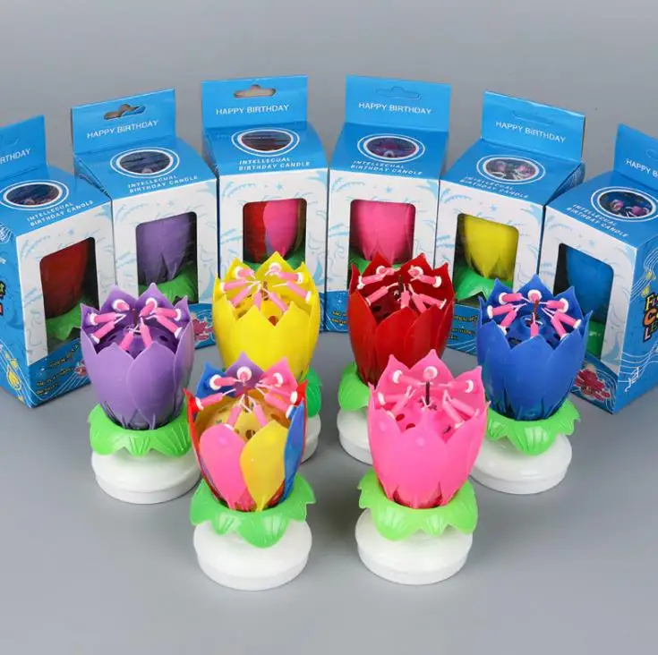 Musical Birthday Cake Candle Lotus Flower Floral Rotating candle Lotus Sparkling Flower Candles Cake Accessory Gift SN303
Musical Birthday Cake Candle Lotus Flower Floral Rotating candle Lotus Sparkling Flower Candles Cake Accessory Gift SN303