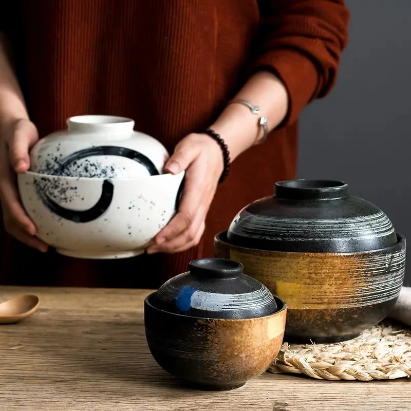 4.5/6.5 Inch Japanese Style Ceramic Dessert Stew Pot Creative Noodle Soup Ramen Bowl Household Rice With Lid Dinnerware Set
4.5/6.5 Inch Japanese Style Ceramic Dessert Stew Pot Creative Noodle Soup Ramen Bowl Household Rice With Lid Dinnerware Set