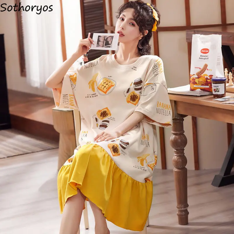Women Short Sleeve Nightgowns O-neck Summer Thin Sleepwear Long Sleepdress Ruffles Print Sweet Kawaii Nightwear Plus Size M-3XL
Women Short Sleeve Nightgowns O-neck Summer Thin Sleepwear Long Sleepdress Ruffles Print Sweet Kawaii Nightwear Plus Size M-3XL