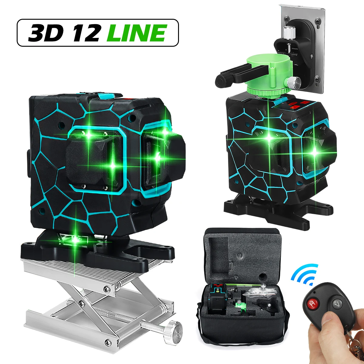 12Lines 3D Powerful Green Laser Levels 360 Horizontal And Vertical Cross Lines Auto Self-Leveling Wireless Remote Control
12Lines 3D Powerful Green Laser Levels 360 Horizontal And Vertical Cross Lines Auto Self-Leveling Wireless Remote Control