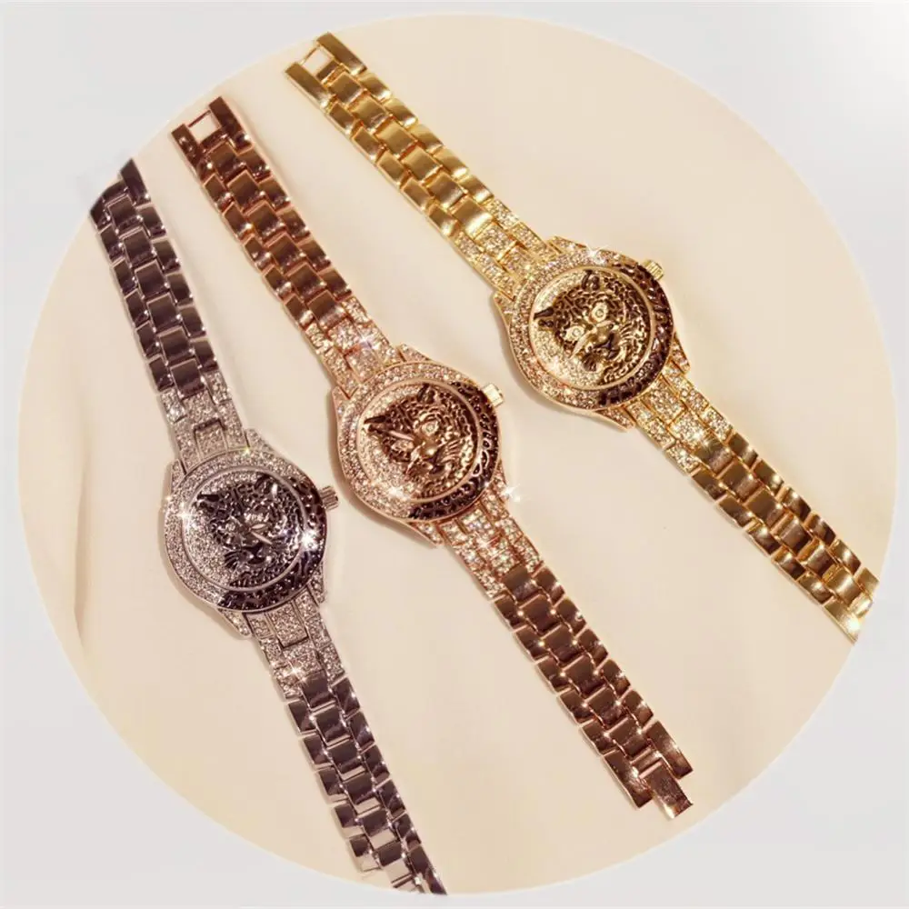 Ladies Diamond Stone Women Watches Dress Steel Leopard Print Rhinestone Bracelet Wrist Watches For Women Tiger Crystal Watch 
Ladies Diamond Stone Women Watches Dress Steel Leopard Print Rhinestone Bracelet Wrist Watches For Women Tiger Crystal Watch