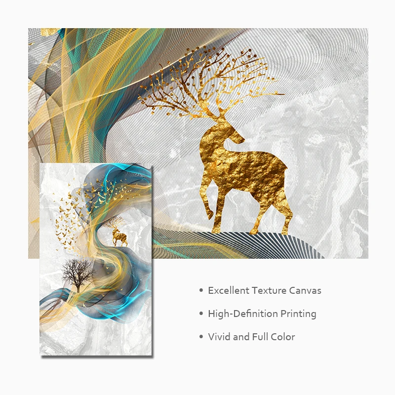 Nordic Geometric Wall Art Canvas Painting Abstract Golden Deer Birds Posters and Prints Wall Pictures for Living Room Home Decor
Nordic Geometric Wall Art Canvas Painting Abstract Golden Deer Birds Posters and Prints Wall Pictures for Living Room Home Decor