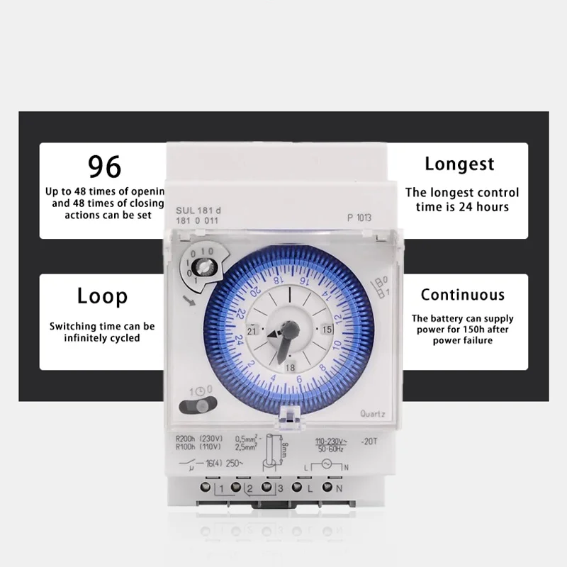 New From Stock SUL181d Track Installation Mechanical Timer 220V 24-hour Industrial Time Control Switch
New From Stock SUL181d Track Installation Mechanical Timer 220V 24-hour Industrial Time Control Switch