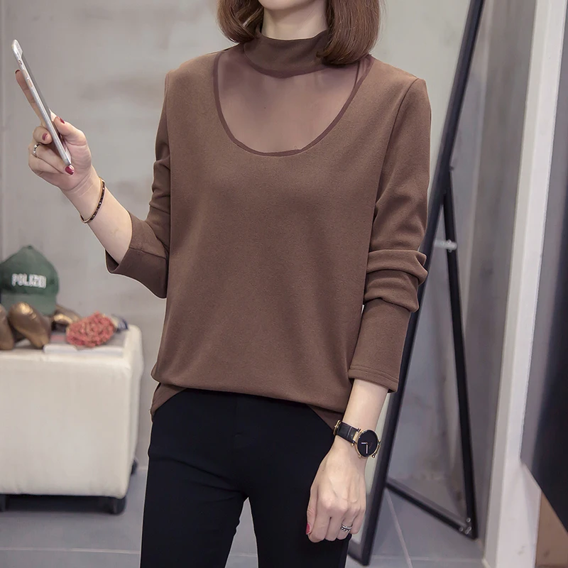 Pink Long Sleeved Mesh Stitch Plus Size Korean Autumn Elegant Fashion Blouses And Tops Women'S Oversize T-Shirt Clothing 2021
Pink Long Sleeved Mesh Stitch Plus Size Korean Autumn Elegant Fashion Blouses And Tops Women'S Oversize T-Shirt Clothing 2021
