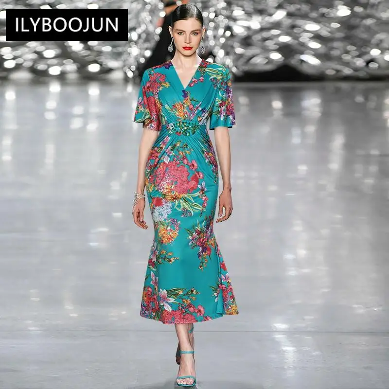 Women's Clothing Fashion Runway Summer Slim Party Mermaid Dress Women's V-neck Butterfly Sleeve Beading Floral Print Long Dress
Women's Clothing Fashion Runway Summer Slim Party Mermaid Dress Women's V-neck Butterfly Sleeve Beading Floral Print Long Dress