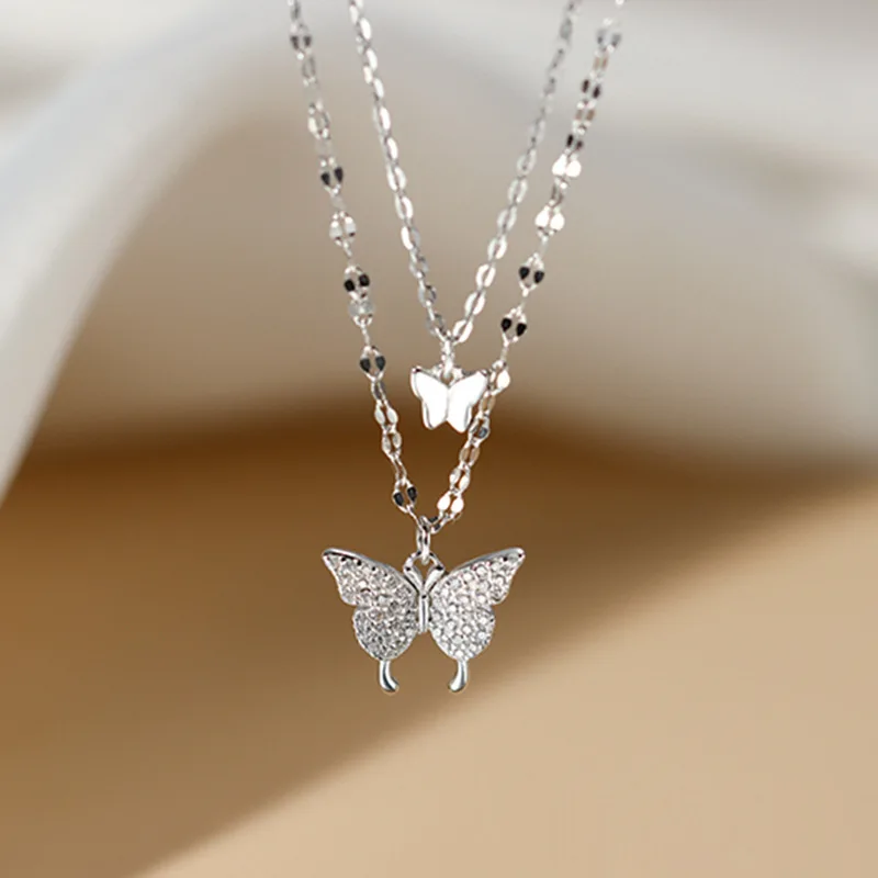 Big Small Two Flash Drilling Butterfly Cubic Zirconia Clavicle Double Layer Chain Necklace Choker for Lady Women Korean Jewelry
Big Small Two Flash Drilling Butterfly Cubic Zirconia Clavicle Double Layer Chain Necklace Choker for Lady Women Korean Jewelry