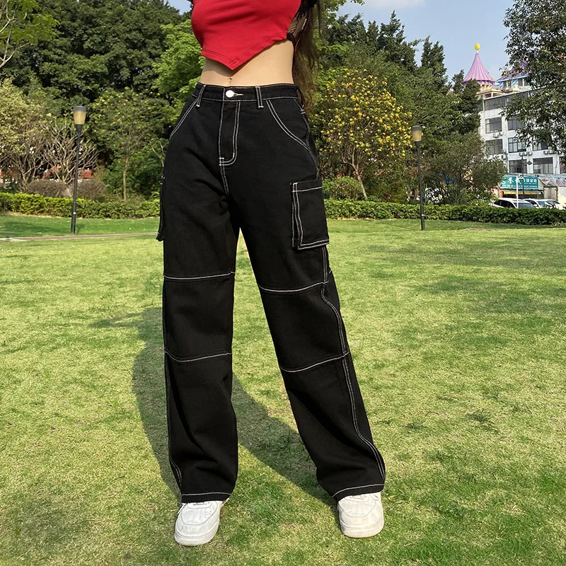Black Loose Jeans For Women 2021 Summer 100% Cotton Pocket High Waist Fashion Straight-leg Pants Hip Hop Calça Jeans Feminina
Black Loose Jeans For Women 2021 Summer 100% Cotton Pocket High Waist Fashion Straight-leg Pants Hip Hop Calça Jeans Feminina