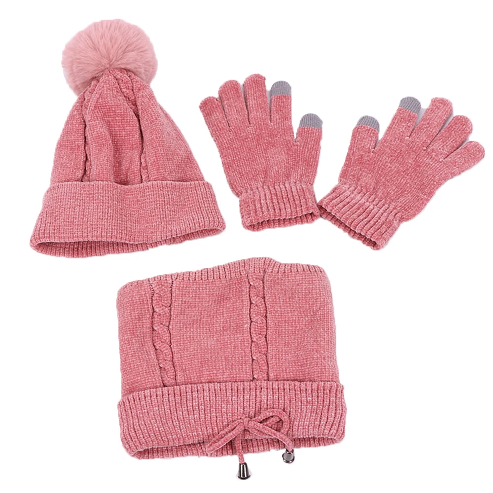 Winter Women Beanie Pom Hat Scarf Gloves Set Warm Soft Knitted Outdoor Crochet Ski Cap With Thick Lining Chenille Softe Hat Set
Winter Women Beanie Pom Hat Scarf Gloves Set Warm Soft Knitted Outdoor Crochet Ski Cap With Thick Lining Chenille Softe Hat Set