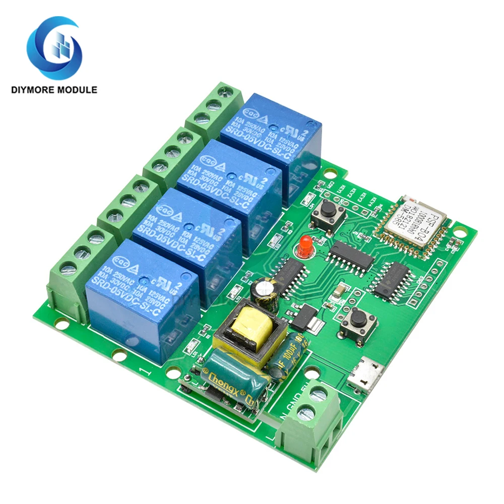 DC 5V-32V 12V AC 220V Wifi Relay Switch 4 Channel Wireless Wifi Relay Module Remote Control Switch App Control For Smart Home
DC 5V-32V 12V AC 220V Wifi Relay Switch 4 Channel Wireless Wifi Relay Module Remote Control Switch App Control For Smart Home