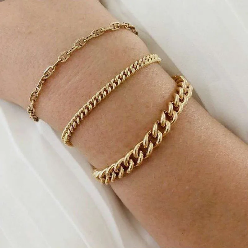 New Gold Color Geometric Fashion Temperament Metal Tank Chain Stainless Steel Plated Real Gold Bracelet Personality For Women
New Gold Color Geometric Fashion Temperament Metal Tank Chain Stainless Steel Plated Real Gold Bracelet Personality For Women