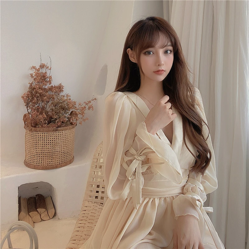 French Vintage Dress Women Elegant Fairy Slim V-neck Chiffon Lace Mini Party Dress Female 2021 Autumn One Piece Dress Korean
French Vintage Dress Women Elegant Fairy Slim V-neck Chiffon Lace Mini Party Dress Female 2021 Autumn One Piece Dress Korean