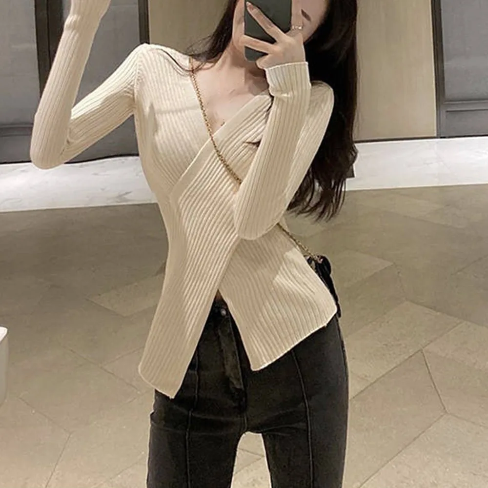Women Casual Korean Soft V Neck Sweater Slim Pullover Stretch Ribbed Knit Shirt Cardigan Top Multicolor Office OL Dating Wear
Women Casual Korean Soft V Neck Sweater Slim Pullover Stretch Ribbed Knit Shirt Cardigan Top Multicolor Office OL Dating Wear