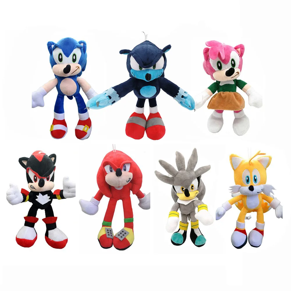 Новинка 10 шт. Soic серебряные Amy Tails Knuckles Shadow Werehog дюймов 25 см Подвеска плюшевая