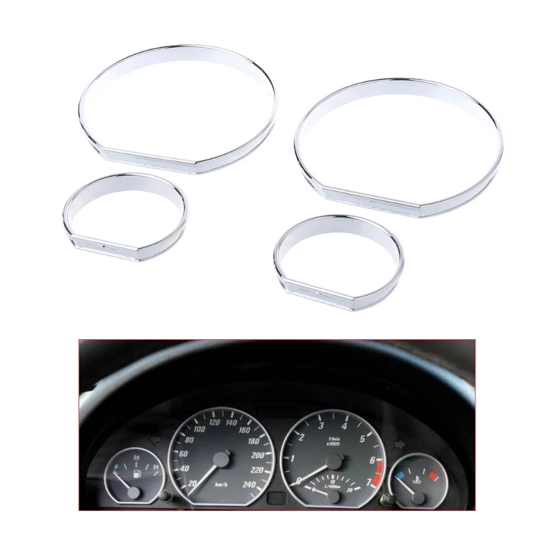 1 Set Chrome Gauge Dash Dial Rings Bezel Trim Speedometer AC M-Tech For BMW E46 M M3 3 Series (models 1999-2006) Chromed ABS