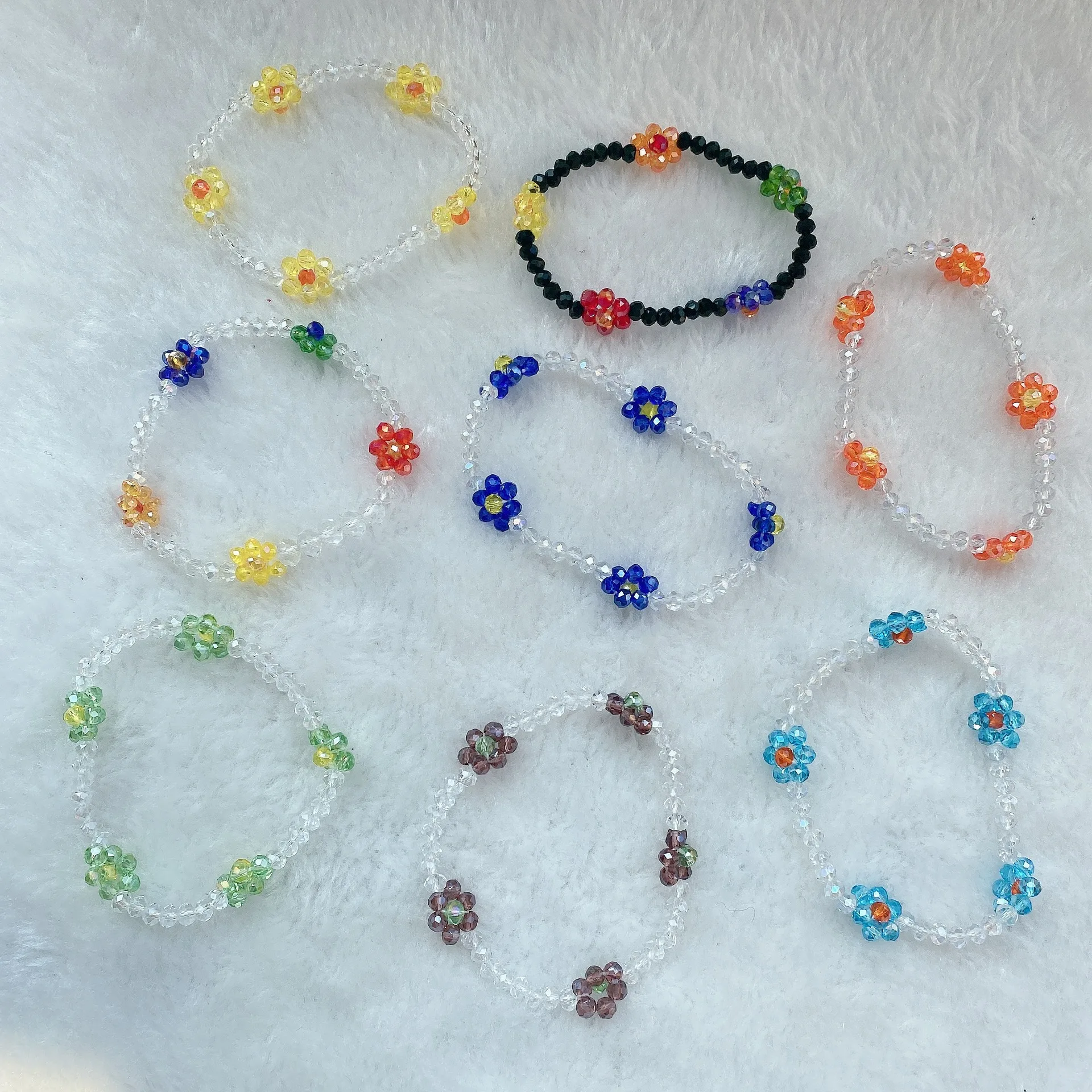 Korean Sweet Colorful Crystal Flower Bracelet Handmade Elastic Wristband Clear Bead Wristlet for Women Girls Party Jewelry
Korean Sweet Colorful Crystal Flower Bracelet Handmade Elastic Wristband Clear Bead Wristlet for Women Girls Party Jewelry