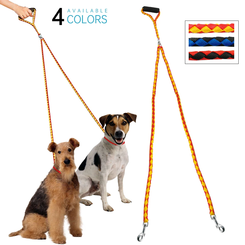 Braided Nylon Double Dog Traction Rope Durable Walking Strong Traction Rope Suitable For 2 Dogs With Soft Handle Mascotas Arnes 
Braided Nylon Double Dog Traction Rope Durable Walking Strong Traction Rope Suitable For 2 Dogs With Soft Handle Mascotas Arnes