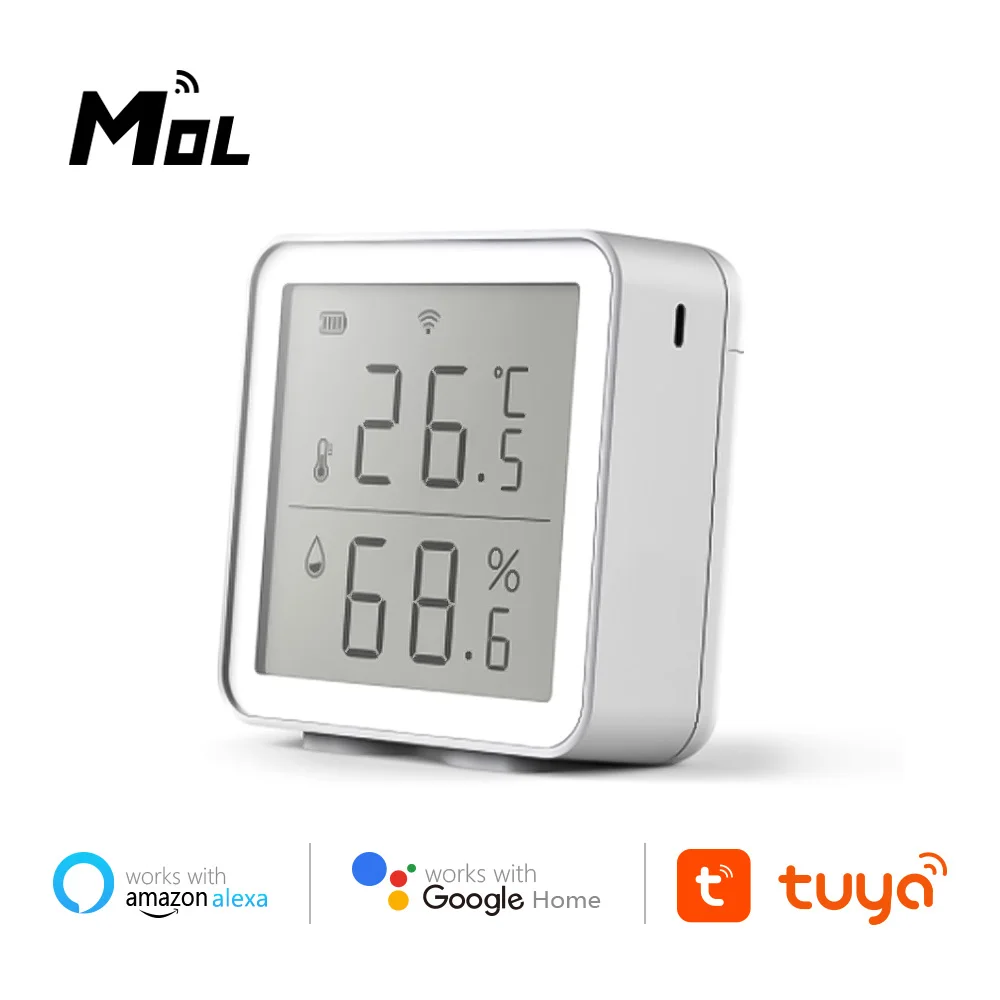 MOL Tuya WIFI Temperature And Humidity Sensor Indoor Hygrometer Thermometer With LCD Display Support Alexa Google Assistant
MOL Tuya WIFI Temperature And Humidity Sensor Indoor Hygrometer Thermometer With LCD Display Support Alexa Google Assistant