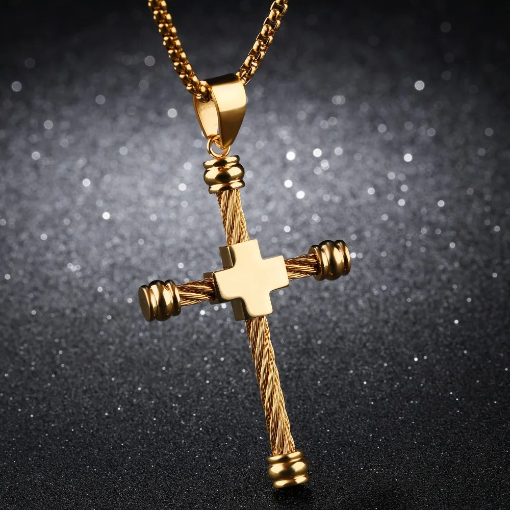 OPK Unique Cross Necklace & Pendant For Men Stainless Steel Rope Design Gold Color 55 CM Box Link Chain Male Jewelry Gift GX1224
OPK Unique Cross Necklace & Pendant For Men Stainless Steel Rope Design Gold Color 55 CM Box Link Chain Male Jewelry Gift GX1224