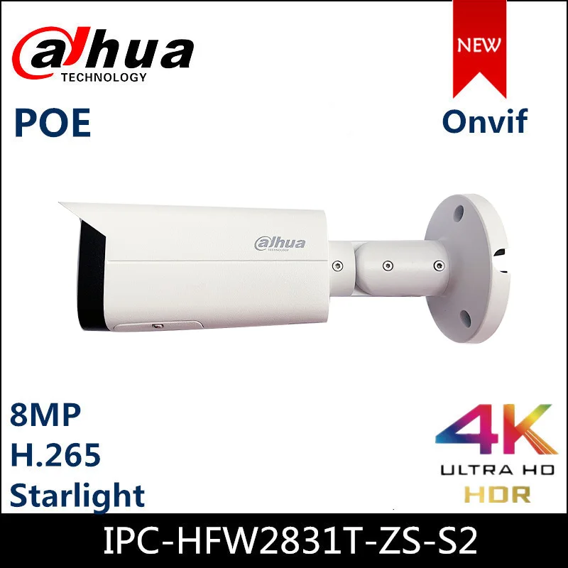 

IP-камера Dahua, 8 Мп, Lite, IR, вариофокальная цилиндрическая сетевая камера, IPC-HFW2831T-ZS-S2 IPC, IR 60m, объектив 2,7 мм-13,5 мм