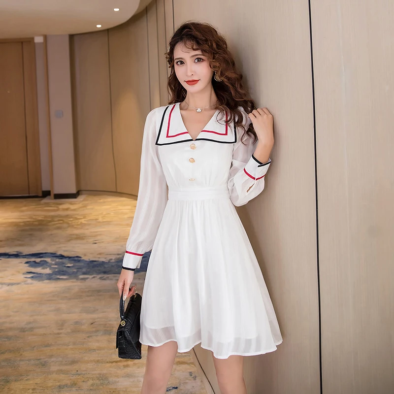 new arrival fashion spring autumn korean a-line dress women elegant peter pan collar temperament preppy style white mini dress
new arrival fashion spring autumn korean a-line dress women elegant peter pan collar temperament preppy style white mini dress