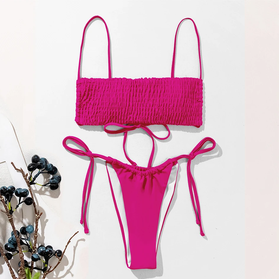 Sexy Bikini 2021 Pleated Bandeau Swimwear Women Swimsuit Female Thong Bikinis Set 2 Piece Women Bathing Suit Swim for Beach Wear
Sexy Bikini 2021 Pleated Bandeau Swimwear Women Swimsuit Female Thong Bikinis Set 2 Piece Women Bathing Suit Swim for Beach Wear