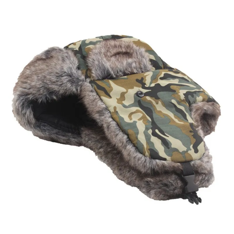 XdanqinX Winter Warm Camouflage Cap Velvet Thick Women's Bomber Hat Cycling Windproof Men Earmuffs Couple Ski | Аксессуары для