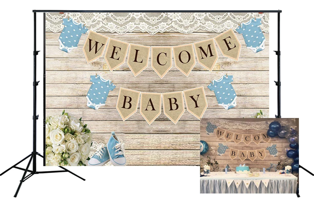 Welcome Baby Shower Backdrop Lace Pattern Wood Plank Party Banner Photo Background Dessert Table Scene Setter Wall Decorations
Welcome Baby Shower Backdrop Lace Pattern Wood Plank Party Banner Photo Background Dessert Table Scene Setter Wall Decorations