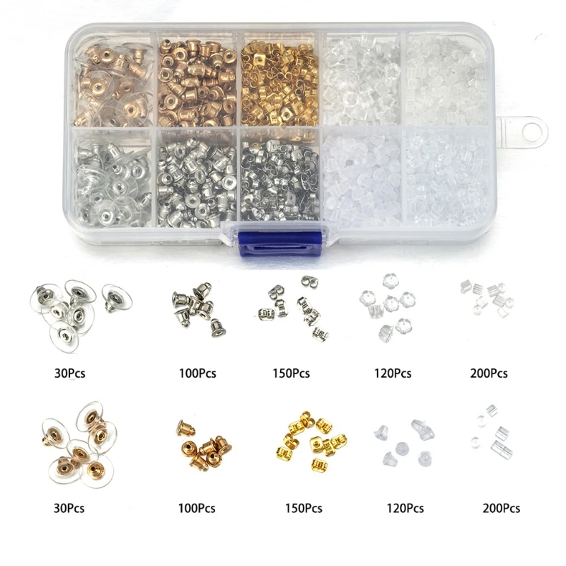 1200Pcs Earring Backs 10 Style Earring Backings Kit Metal Plastic Rubber Earring Backs Bullet Butterfly Flower Backs Kit X4YA 
1200Pcs Earring Backs 10 Style Earring Backings Kit Metal Plastic Rubber Earring Backs Bullet Butterfly Flower Backs Kit X4YA