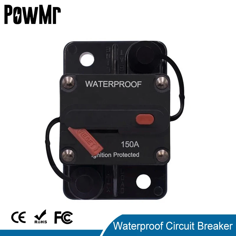 PowMr 12V 24VDC 60A 80A 100A 150A 200A 250A 300A Black Color Home Solar System Waterproof Circuit Breaker Reset Fuse Inverter
PowMr 12V 24VDC 60A 80A 100A 150A 200A 250A 300A Black Color Home Solar System Waterproof Circuit Breaker Reset Fuse Inverter