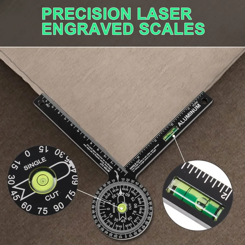 Aluminum Alloy Miter Saw Protractor Ruler 360 Horizontal Angle Gauge Precision Laser Engraved Scales Measure Woodworking Tools
Aluminum Alloy Miter Saw Protractor Ruler 360 Horizontal Angle Gauge Precision Laser Engraved Scales Measure Woodworking Tools