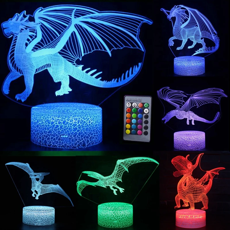 3D LED Night Light Dinosaur Dragon Lamp 16Colors Change Night light Remote Control Table Lamps Toys Gift For Kid Home Decoration
3D LED Night Light Dinosaur Dragon Lamp 16Colors Change Night light Remote Control Table Lamps Toys Gift For Kid Home Decoration