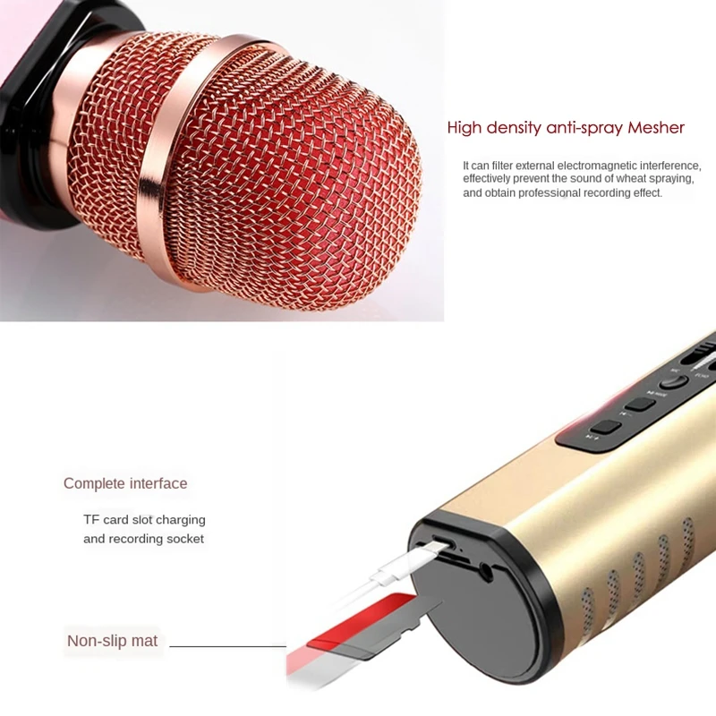 Condenser Microphone,Multi Functional Bluetooth Microphone 4.1 Speaker Portable Microphone for Android Phone
Condenser Microphone,Multi Functional Bluetooth Microphone 4.1 Speaker Portable Microphone for Android Phone