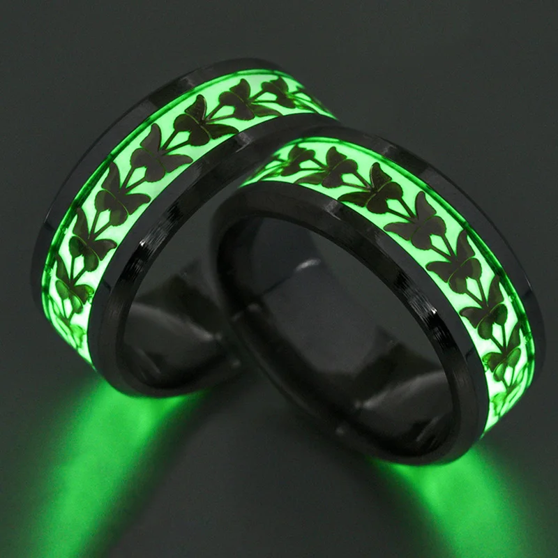 Custom Engraving Stainless Steel Green Light Glow in the Dark Stainless Steel Butterfly Wedding Band Luminous Ring for Man Woman
Custom Engraving Stainless Steel Green Light Glow in the Dark Stainless Steel Butterfly Wedding Band Luminous Ring for Man Woman