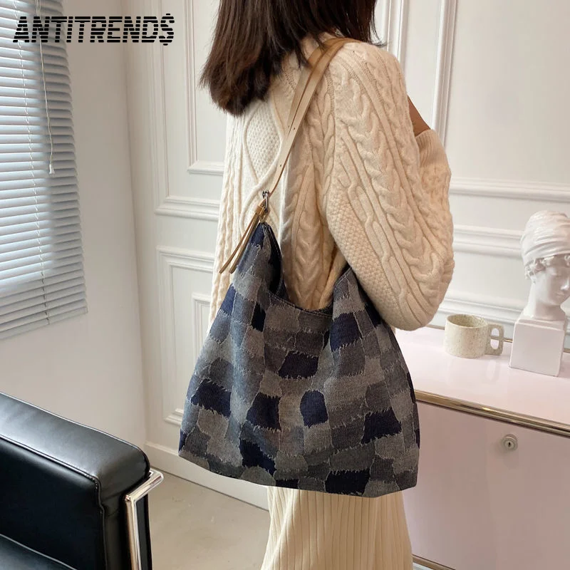 Lazy Denim Canvas Bag Plaid Large Capacity Commuter Bucket Bag Simple Soft Retro Versatile Girls Student Shoulder Crossbody Bags
Lazy Denim Canvas Bag Plaid Large Capacity Commuter Bucket Bag Simple Soft Retro Versatile Girls Student Shoulder Crossbody Bags