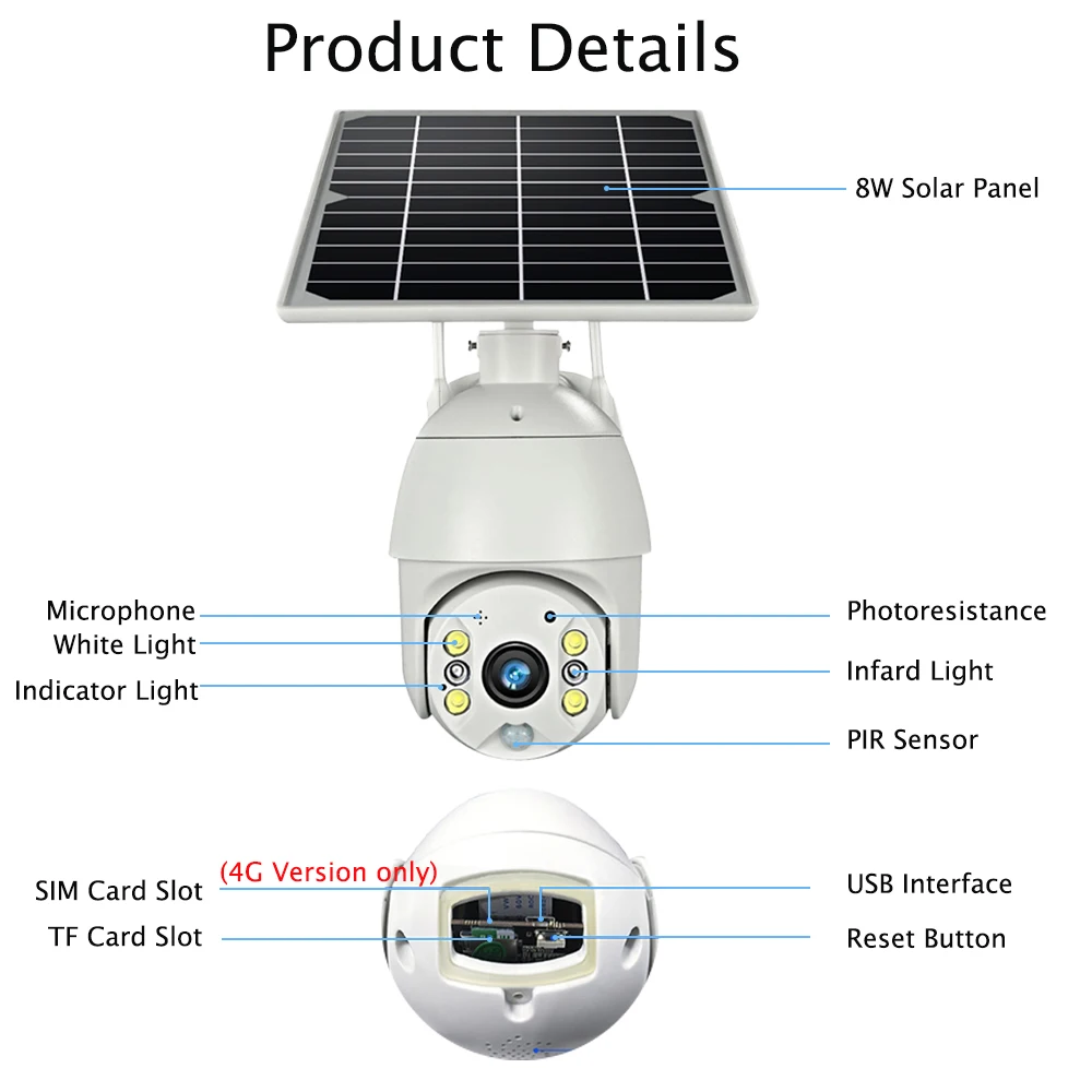 Ithink 4G SIM Card 1080P IP Camera WIFI 8W Solar Panel Battery Security Camera Outdoor PTZ CCTV Camera Smart Security Monitorcam
Ithink 4G SIM Card 1080P IP Camera WIFI 8W Solar Panel Battery Security Camera Outdoor PTZ CCTV Camera Smart Security Monitorcam