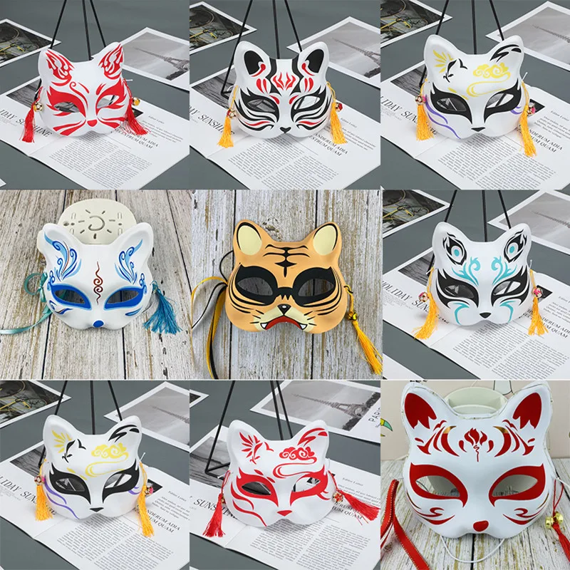 

Fox Mask Party Half Face Japanese Cosplay Masks With Tassels Masquerade Festival Cosplay Costume Prom Accessories Rave Festival