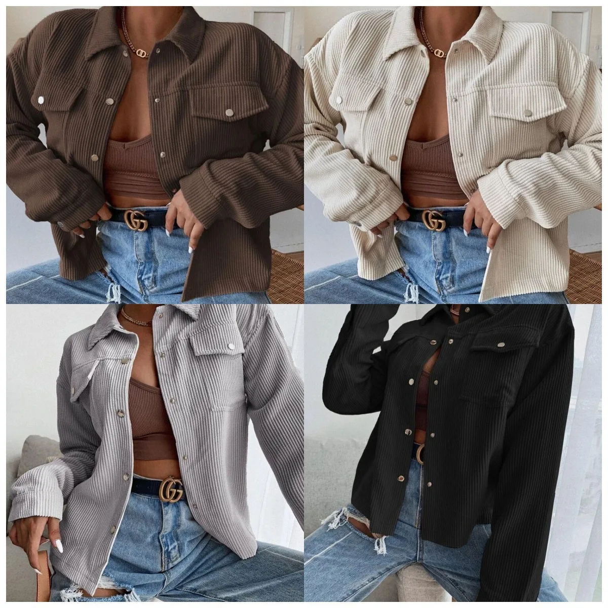 2021 осень/зима женская модная Вельветовая рубашка, Женская куртка
2021 осень/зима женская модная Вельветовая рубашка, Женская куртка