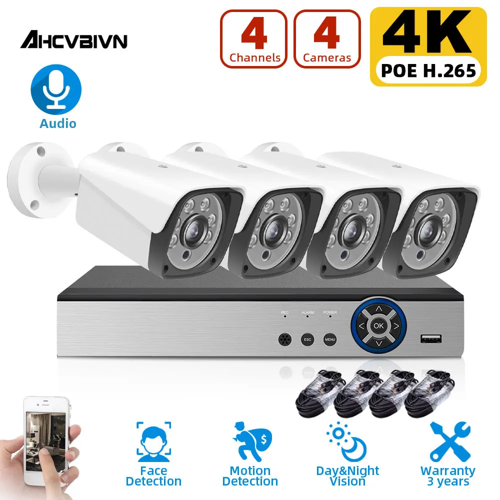 4K CCTV видеонаблюдение комплект 4CH POE NVR 8MP открытый Водонепроницаемый ip-камеры с питанием по POE аудио запись H.265 безопасности камера Системы на...
4K CCTV видеонаблюдение комплект 4CH POE NVR 8MP открытый Водонепроницаемый ip-камеры с питанием по POE аудио запись H.265 безопасности камера Системы на...