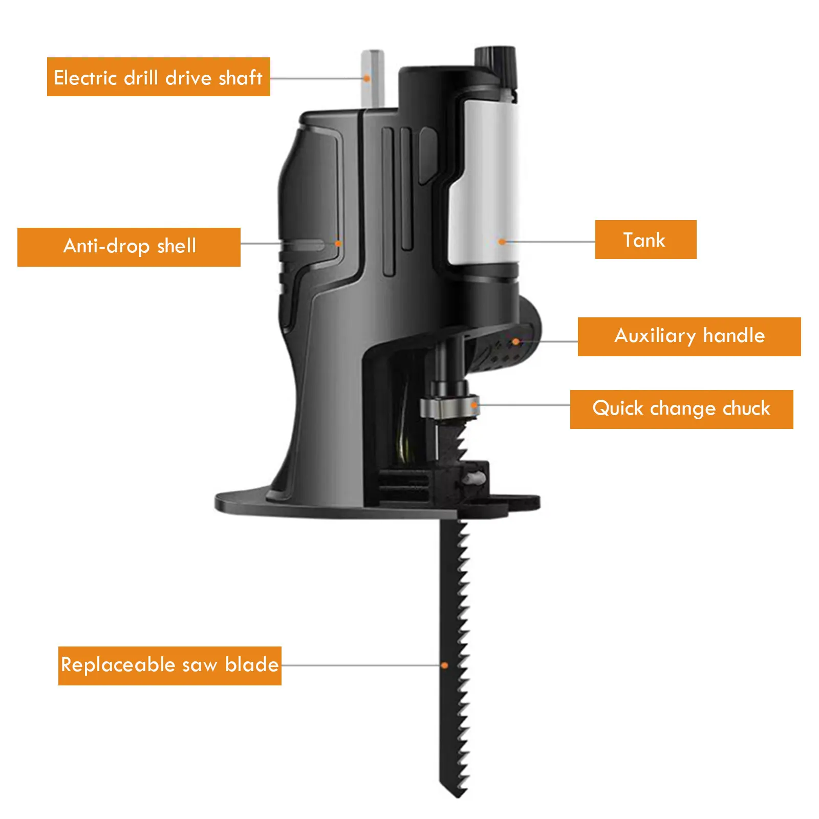 Electric Drill Modified Cordless Reciprocating Saw Adapter Hand Tool Saw Power Drill Metal PVC Woodworking Tool 5 PCS Saw Blades
Electric Drill Modified Cordless Reciprocating Saw Adapter Hand Tool Saw Power Drill Metal PVC Woodworking Tool 5 PCS Saw Blades